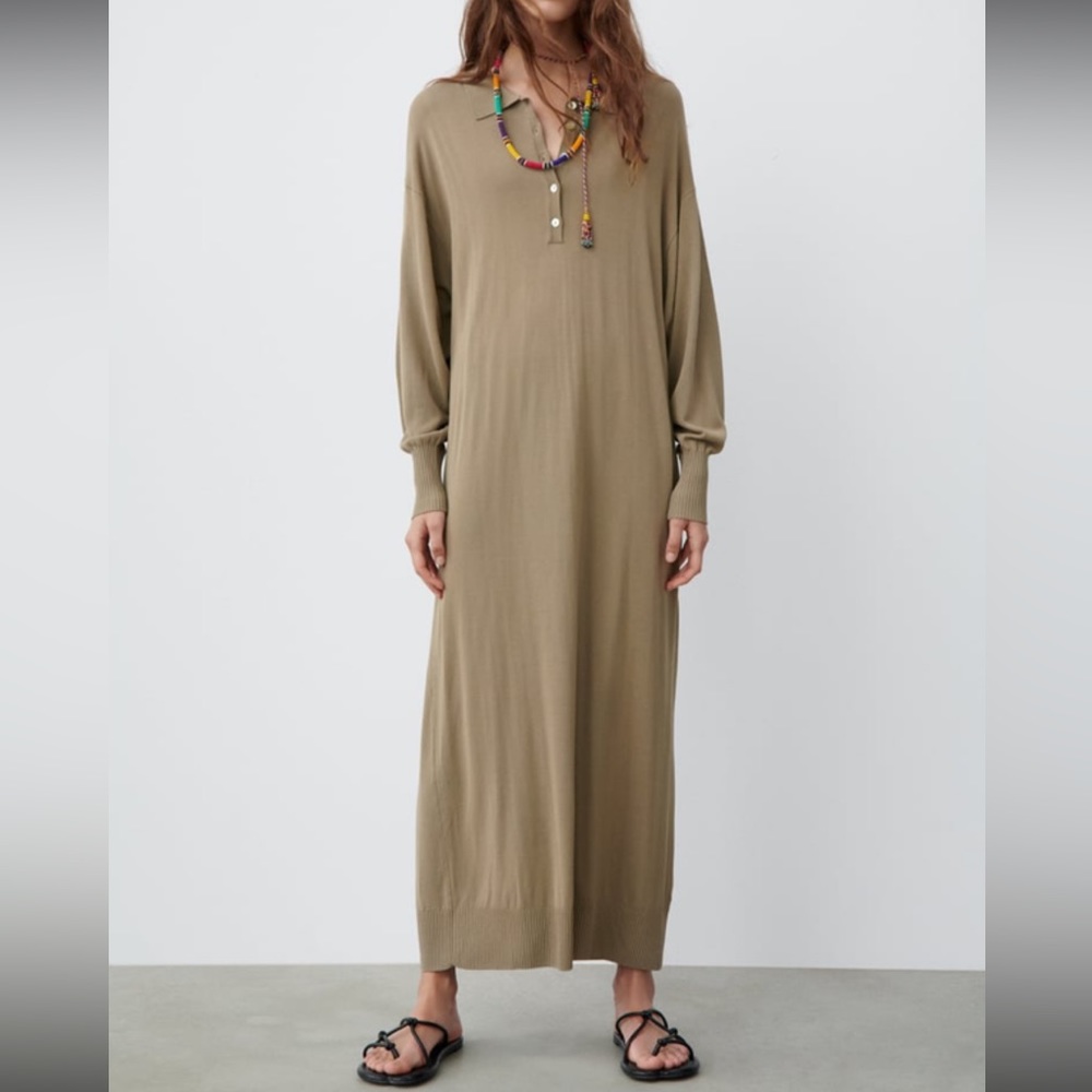 Oversized knit polo dress